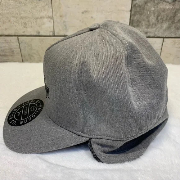 Harley-Davidson Men's Midwest Sherpa Ear Flap Fitted Hat-Grey 97677-23VM   7 1/4 - Picture 2 of 11